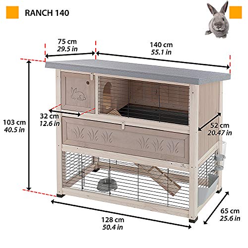 ferplast-ranch-140-clapier-lapin-2-niveaux-en-bois-fsc-140-x-75-x-h-103-cm image 8