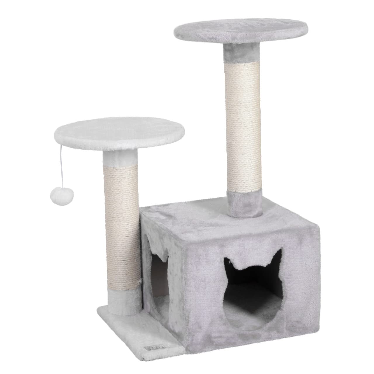 kerbl-pet-saphir-light-arbre-chat-60x50x80cm-blanc-gris-bois-peluche-sisal image 1