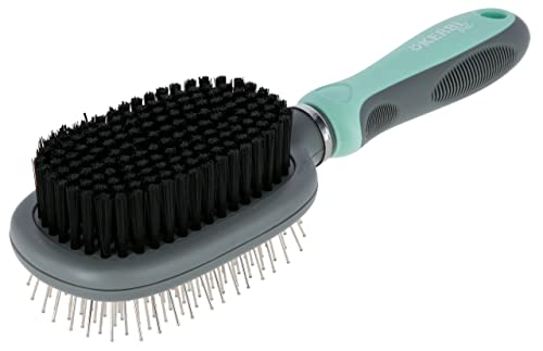 kerbl-pet-brosse-double-flexible-turquoise-gris-24x7-cm image 2