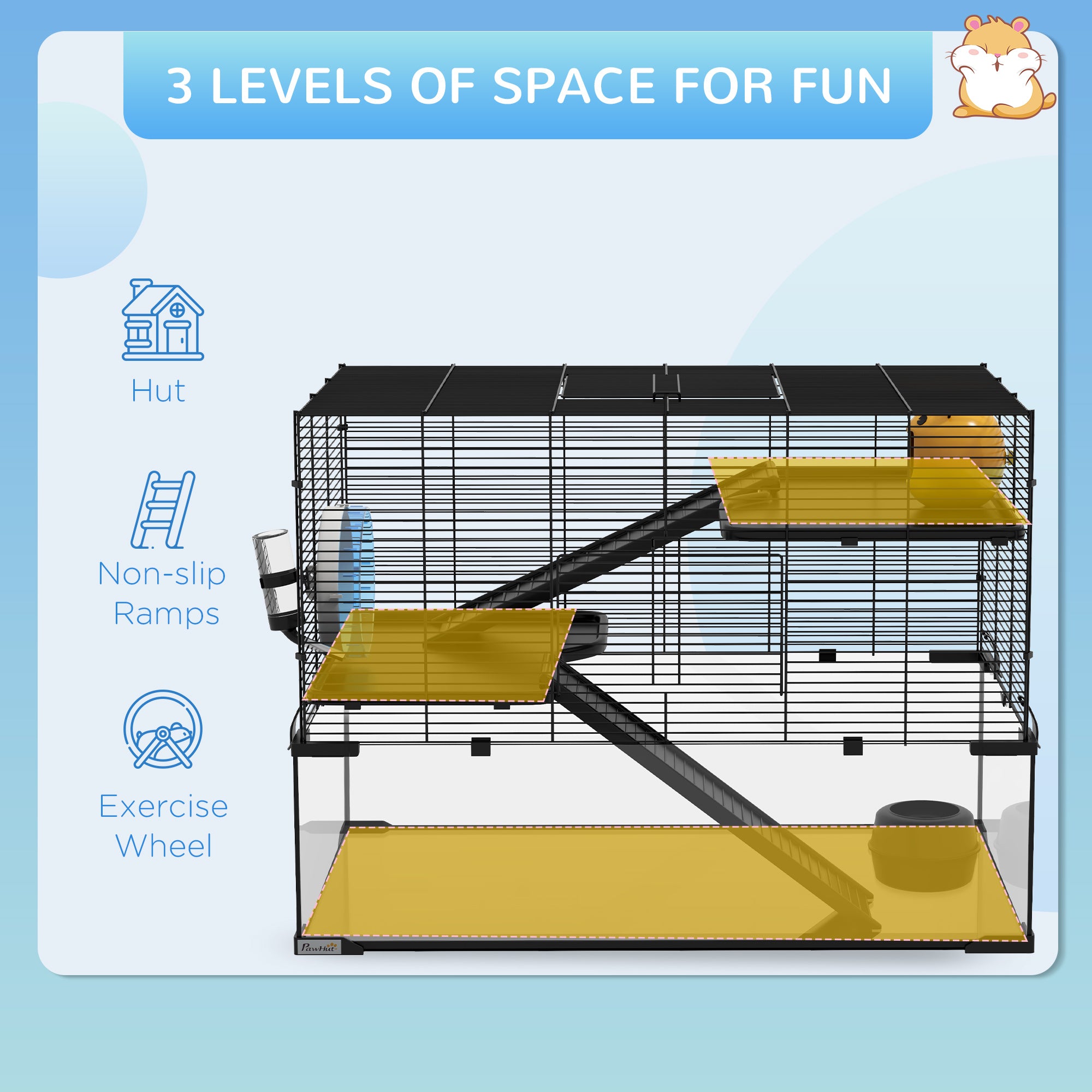 pawhut-cage-hamster-3-tages-avec-fond-en-verre-tremp-79-x-48-x-57-cm image 8