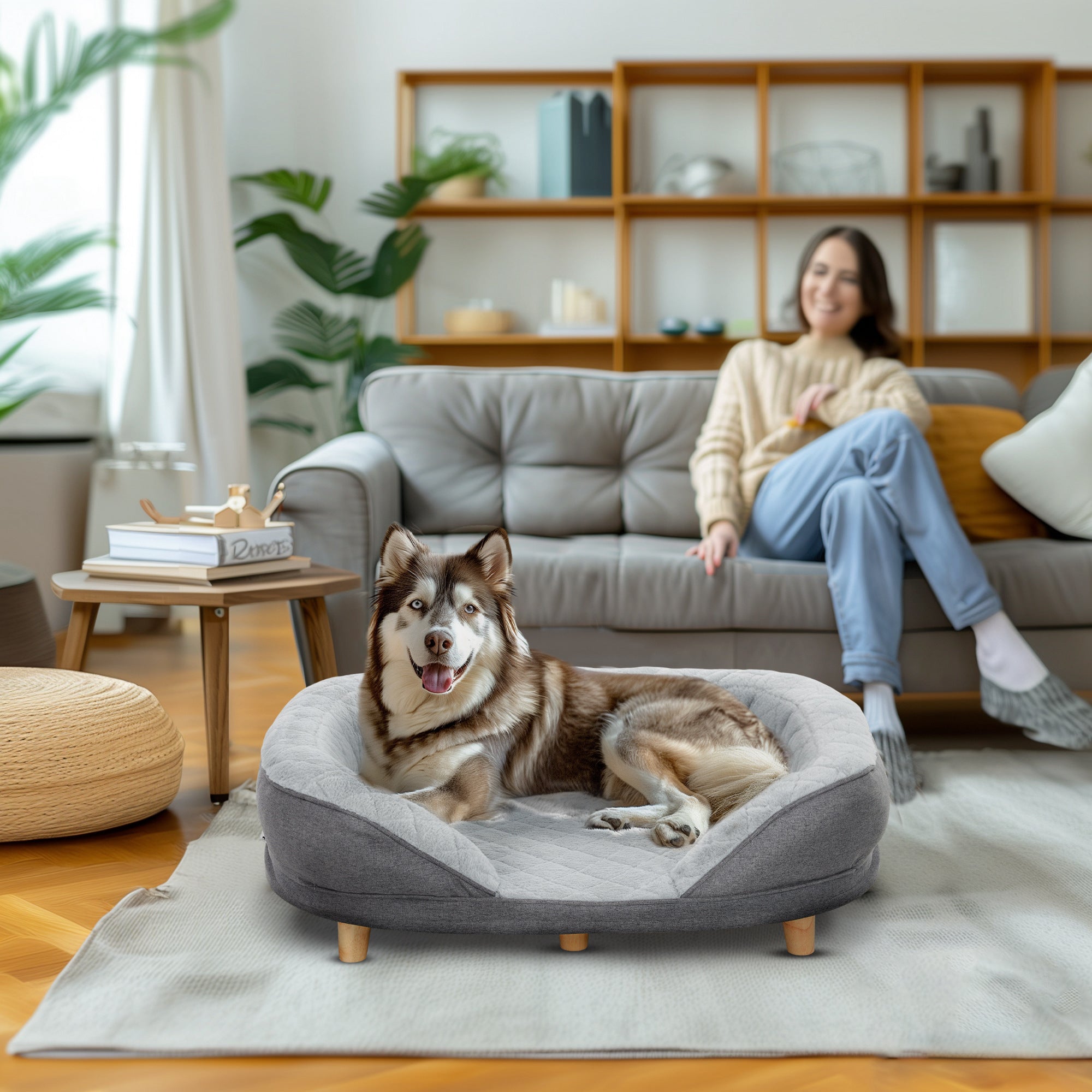 pawhut-canap-lit-pour-grand-chien-avec-housse-amovible-lavable-gris image 3