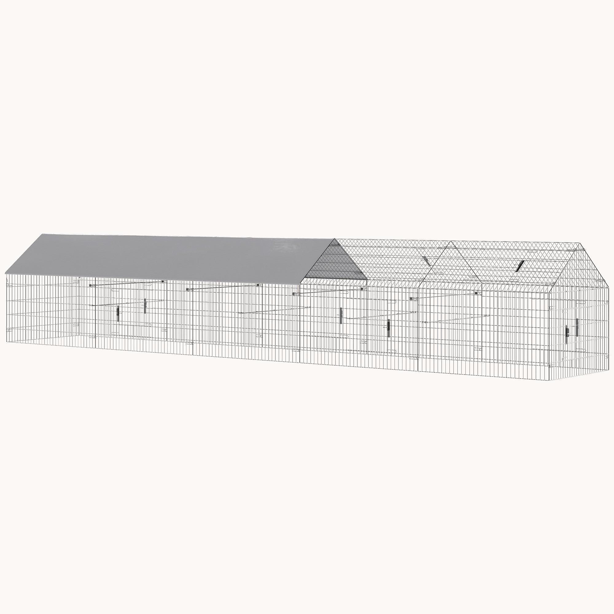 pawhut-enclos-poulailler-m-tallique-avec-b-che-et-10-portes-pour-7-9-poules-gris image 2
