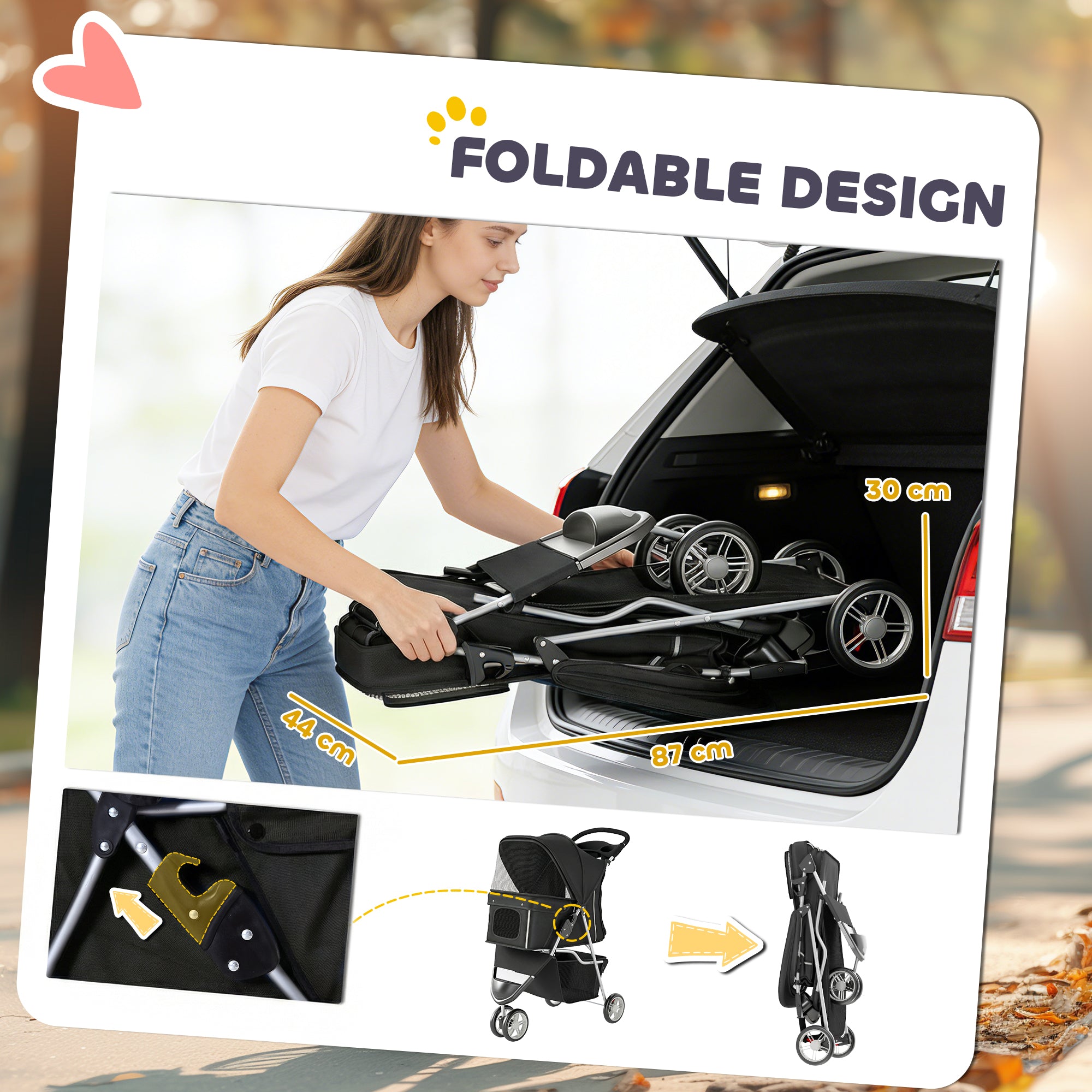 pawhut-poussette-chien-et-chat-pliable-3-roues-avec-porte-gobelet-noir image 7