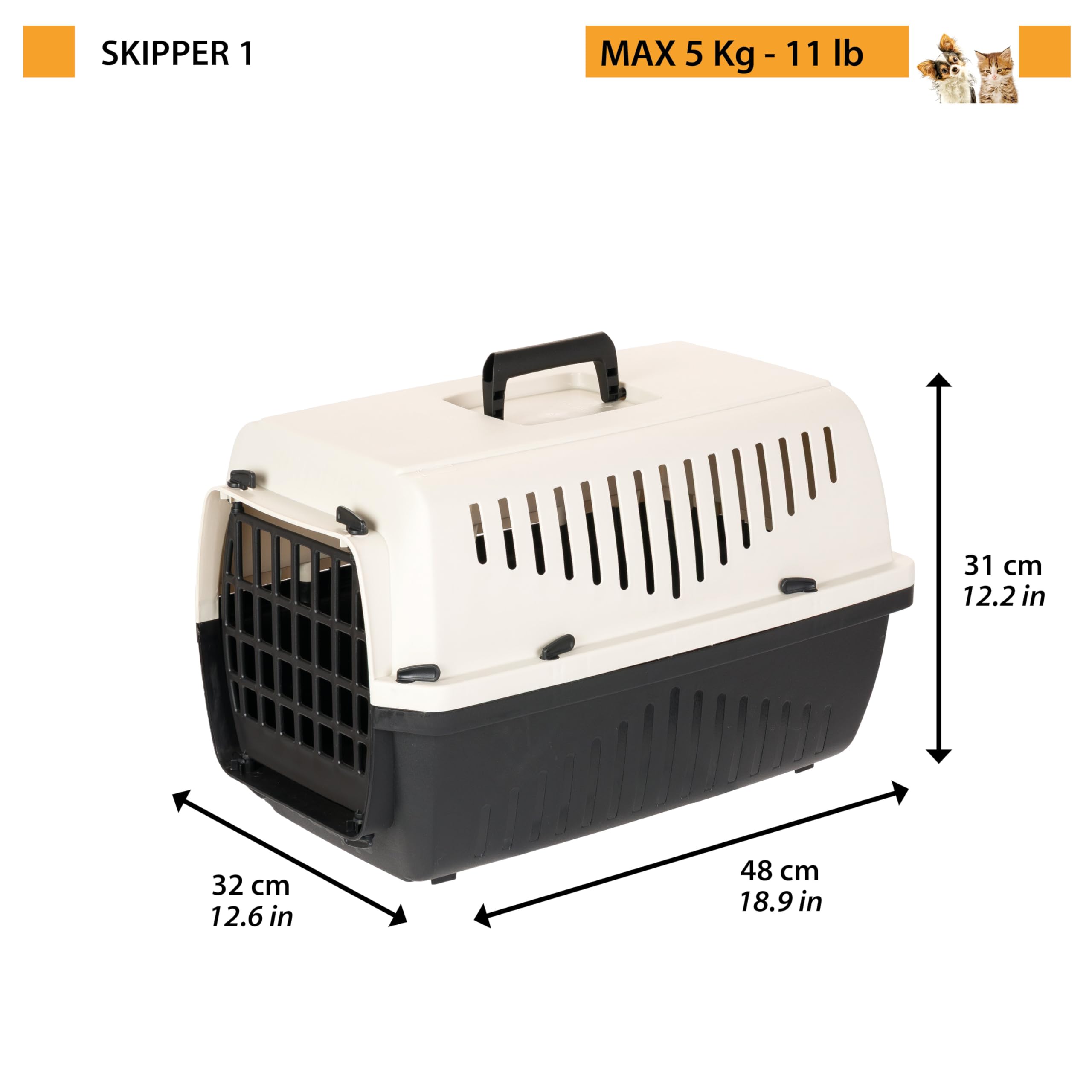 ferplast-skipper-1-caisse-de-transport-chat-et-petit-chien-5-kg-48x32x31-cm-beig image 3