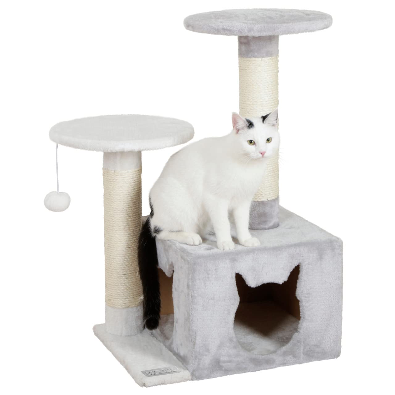kerbl-pet-saphir-light-arbre-chat-60x50x80cm-blanc-gris-bois-peluche-sisal image 2
