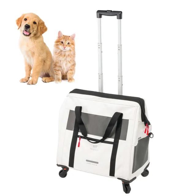 ferplast-voyager-trolley-sac-de-transport-chien-et-chat-roulettes-co-cuir-blanc- image 1