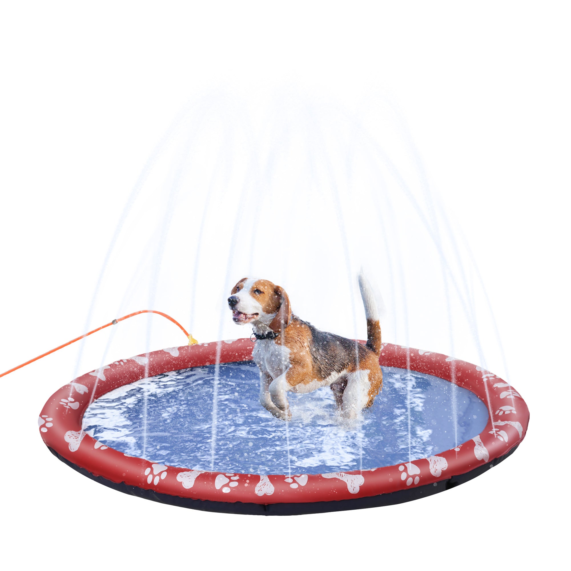 pawhut-tapis-splash-pad-chien-150-cm-rouge-antid-rapant-arrosage-pliable-ext-rie image 1