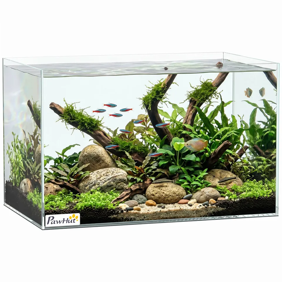 pawhut-aquarium-verre-24-l-40-x-25-x-25-cm-pour-crevettes-et-tortues-transparent image 1