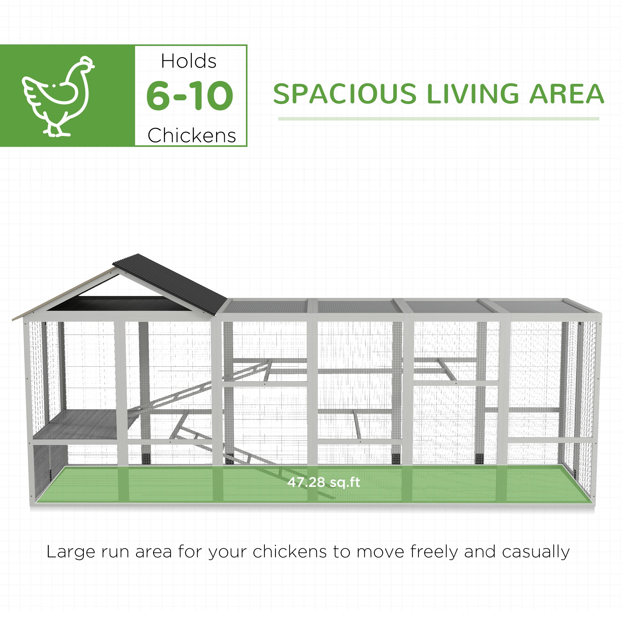 pawhut-extension-parc-poules-avec-rangement-perchoirs-et-chelles-gris image 6