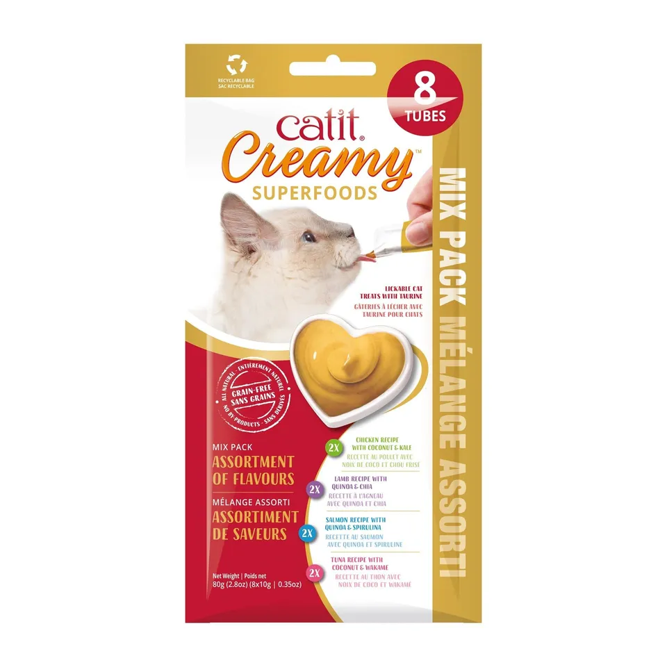 catit-creamy-superfood-friandises-l-cher-chat-8-x-10-g-poulet-agneau-saumon-thon image 1