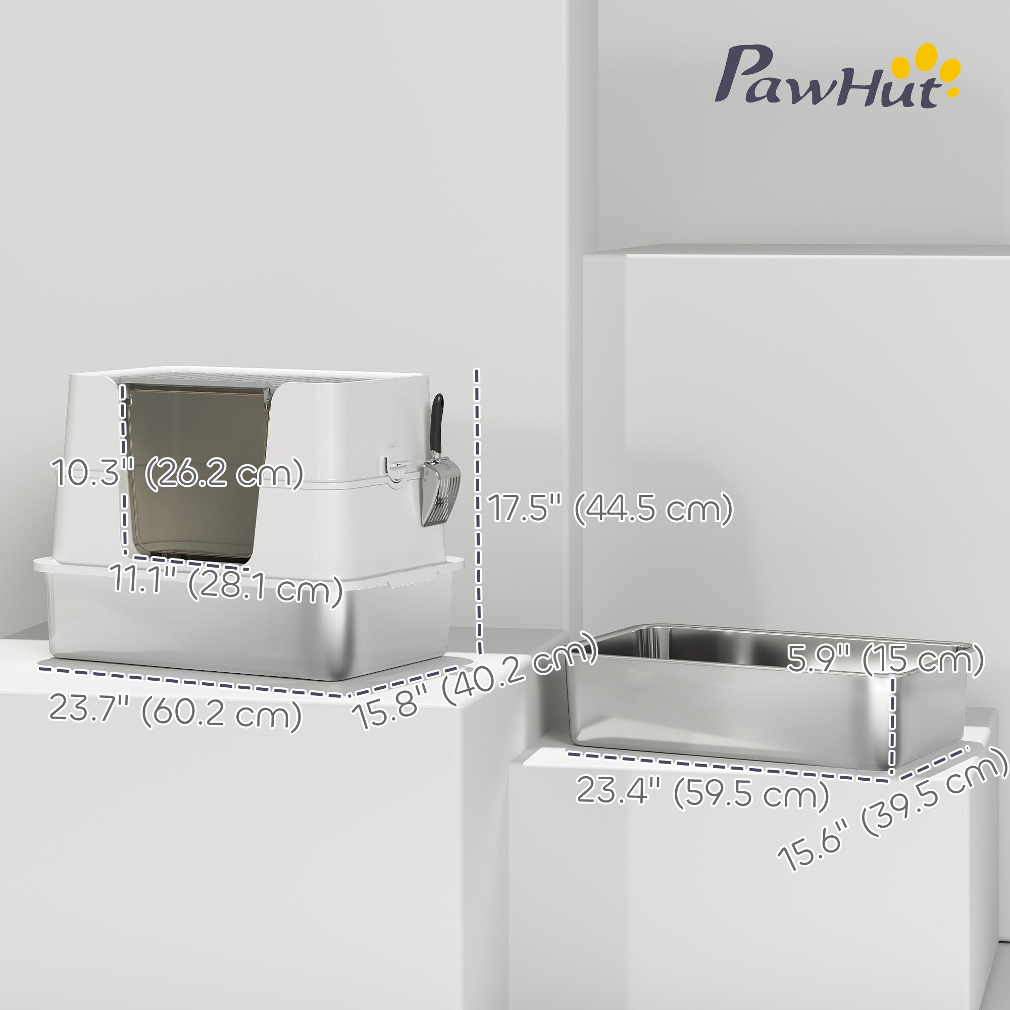 pawhut-bac-liti-re-couvert-xxl-en-inox-avec-pelle-gris-clair image 5