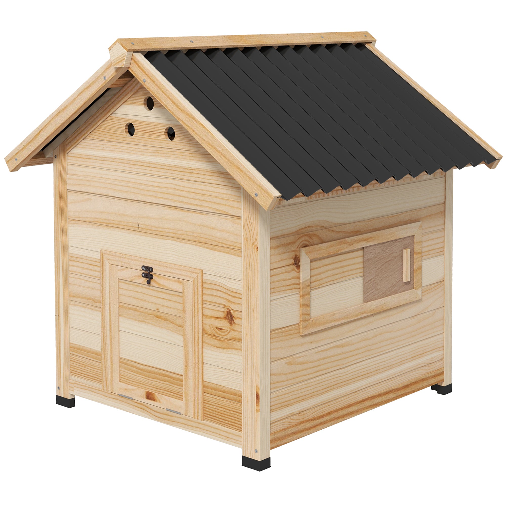 pawhut-maison-canard-bois-de-sapin-toit-ouvrant-finition-naturelle image 2