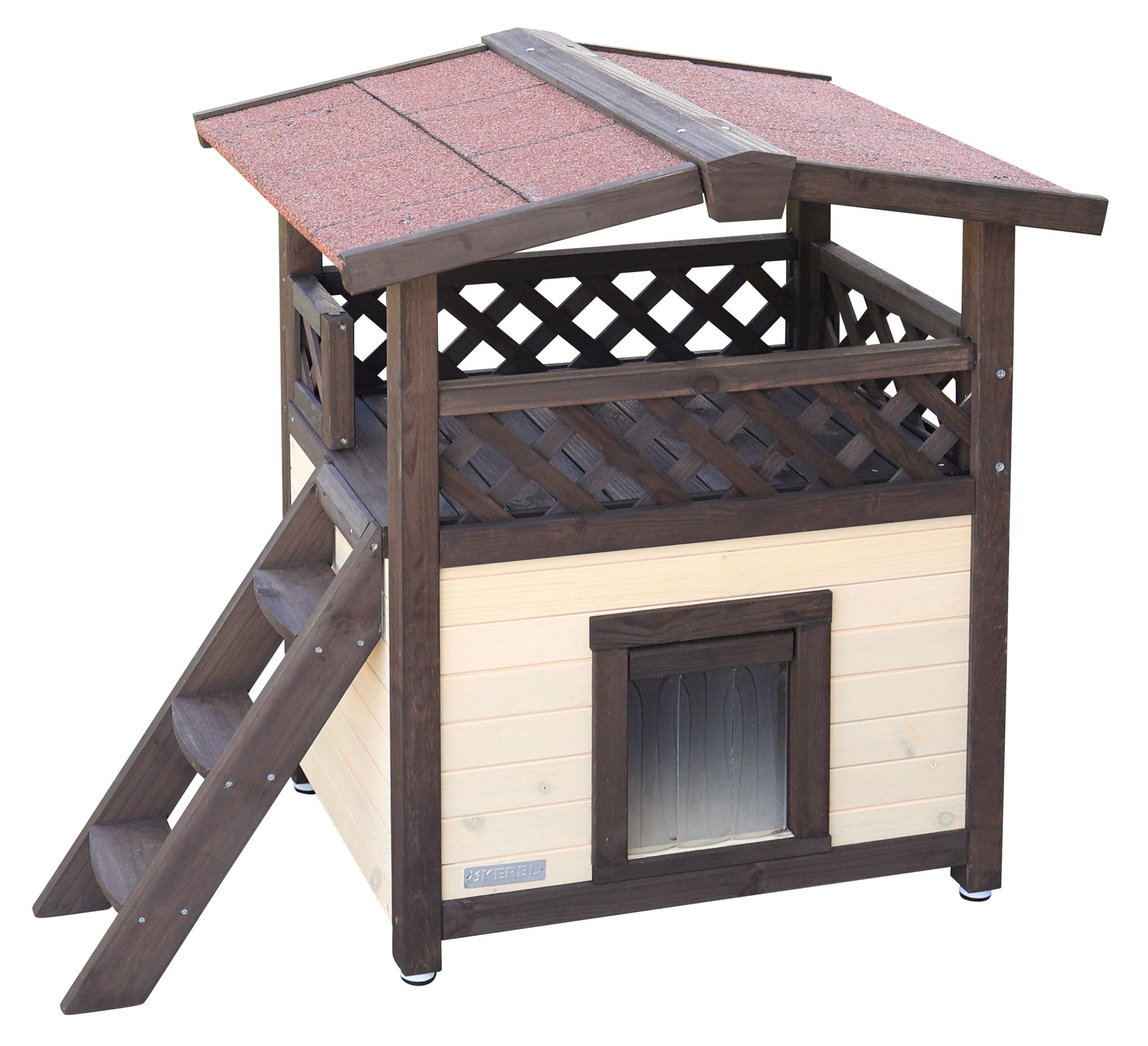 kerbl-pet-cabane-pour-chat-chauffante-4-seasons-deluxe-88x57x77-cm-marron image 1