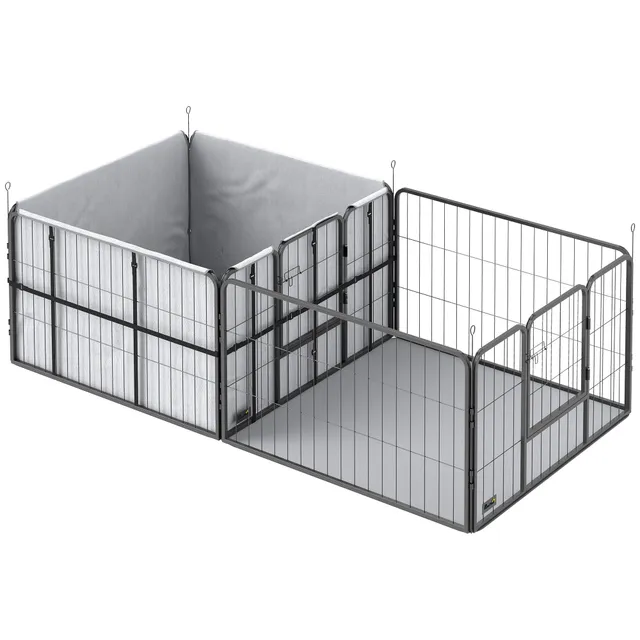 pawhut-parc-de-mise-bas-modulable-avec-housse-et-tapis-pour-chiens-petits-et-moy image 1