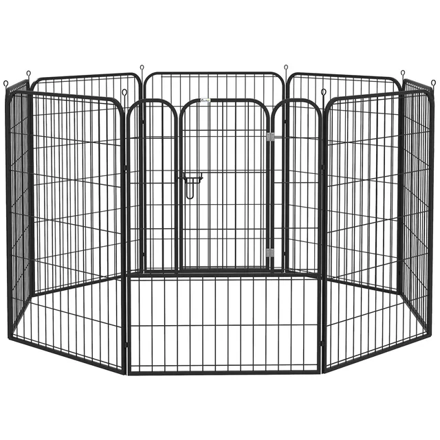 pawhut-parc-chien-acier-8-panneaux-hauteur-100-cm-avec-verrou-et-piquets image 1