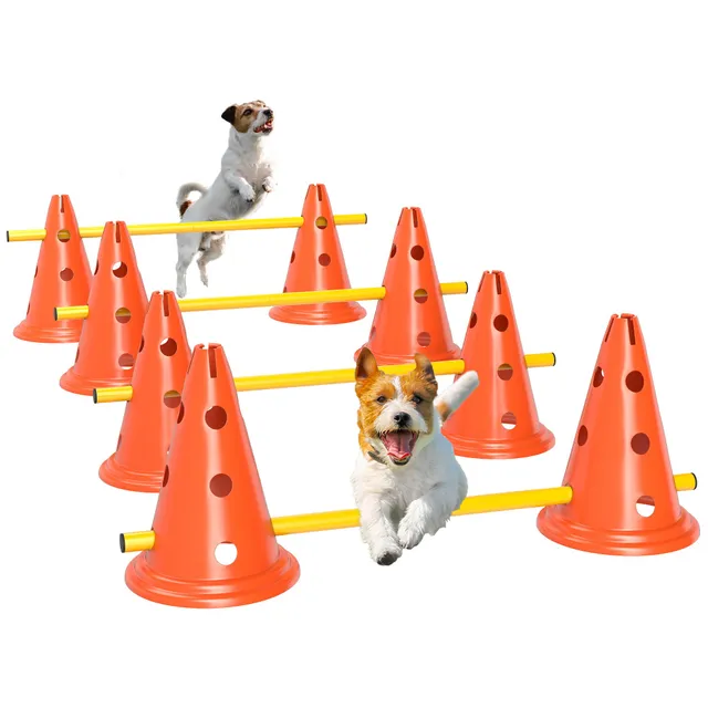 pawhut-kit-agility-chien-4-haies-r-glables-avec-sac-orange image 1