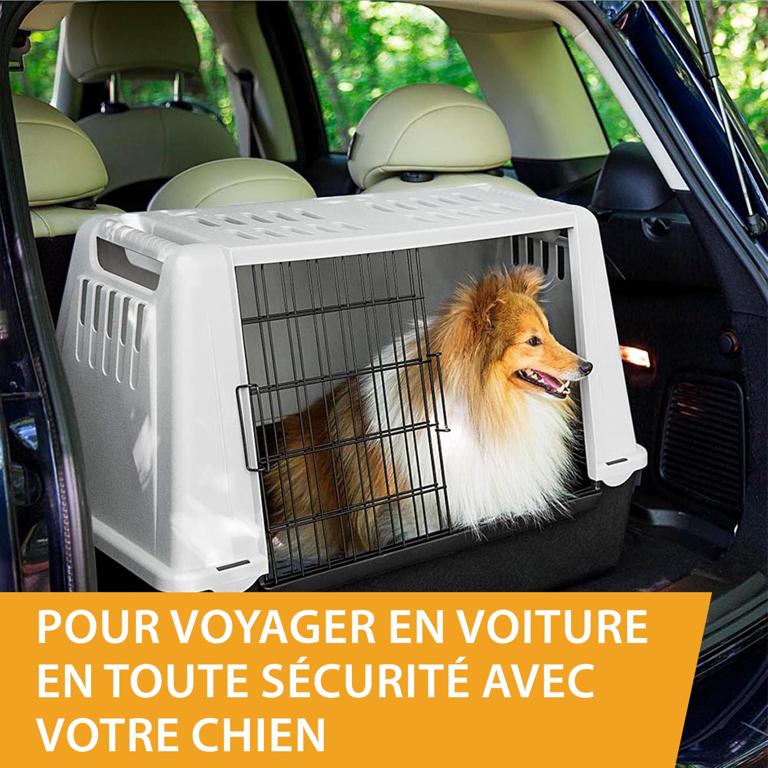 ferplast-atlas-car-mini-caisse-de-transport-chien-voiture-72-x-41-x-51-cm-grille image 2