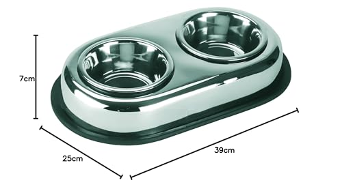 kerbl-duo-gamelle-inox-2-x-450-ml-sur-socle-antiglisse image 6