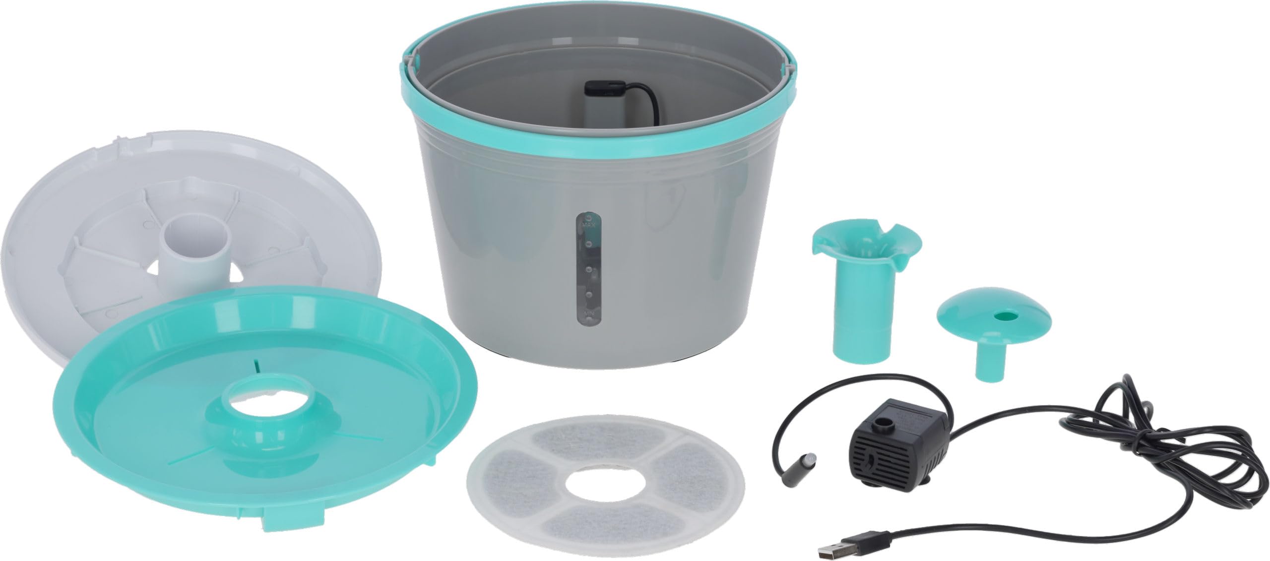 kerbl-pet-fontaine-eau-1-6-l-gris-bleu-usb-avec-filtre-charbon image 2