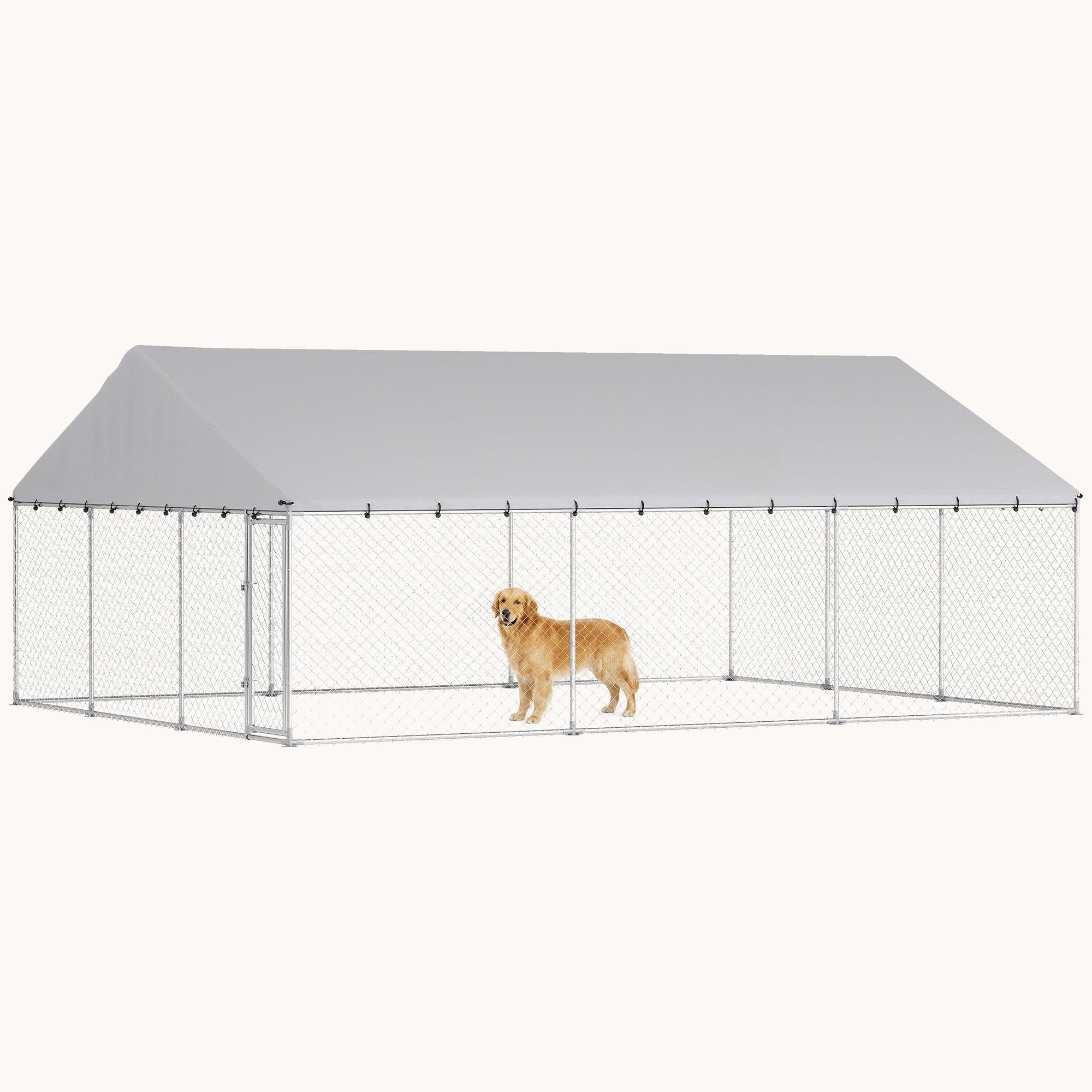 pawhut-enclos-ext-rieur-extra-large-pour-chien-avec-toit-imperm-able-6-1-x-4-6-m image 1