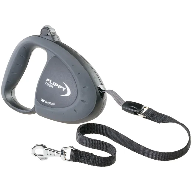 ferplast-flippy-tech-laisse-enrouleur-sangle-5-m-pour-chien-jusqu-50-kg-noir image 1