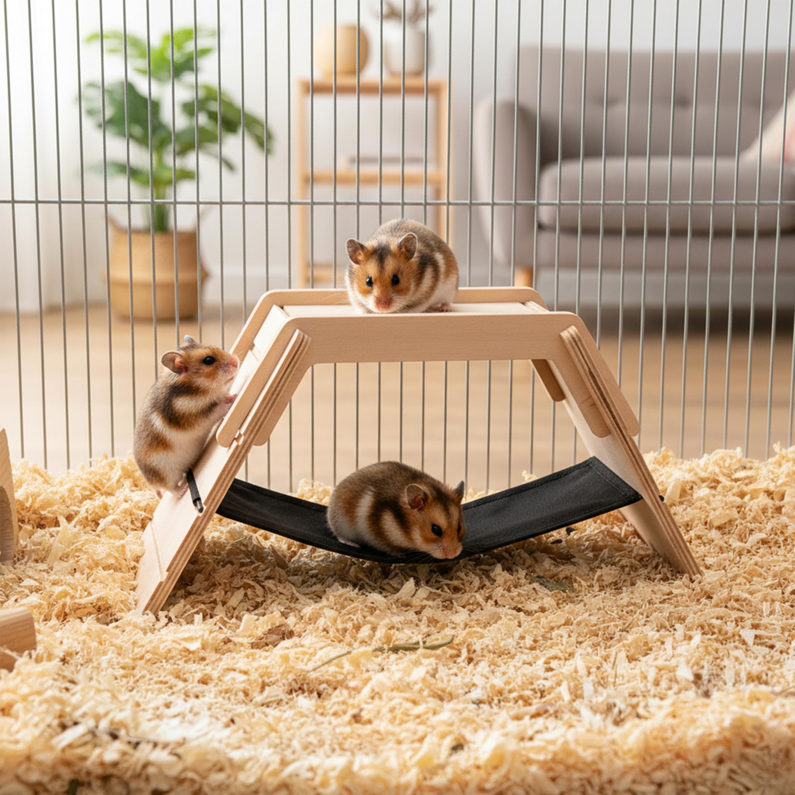 ferplast-arcade-bridge-pont-en-bois-avec-hamac-et-chelle-pour-hamster-et-souris image 2