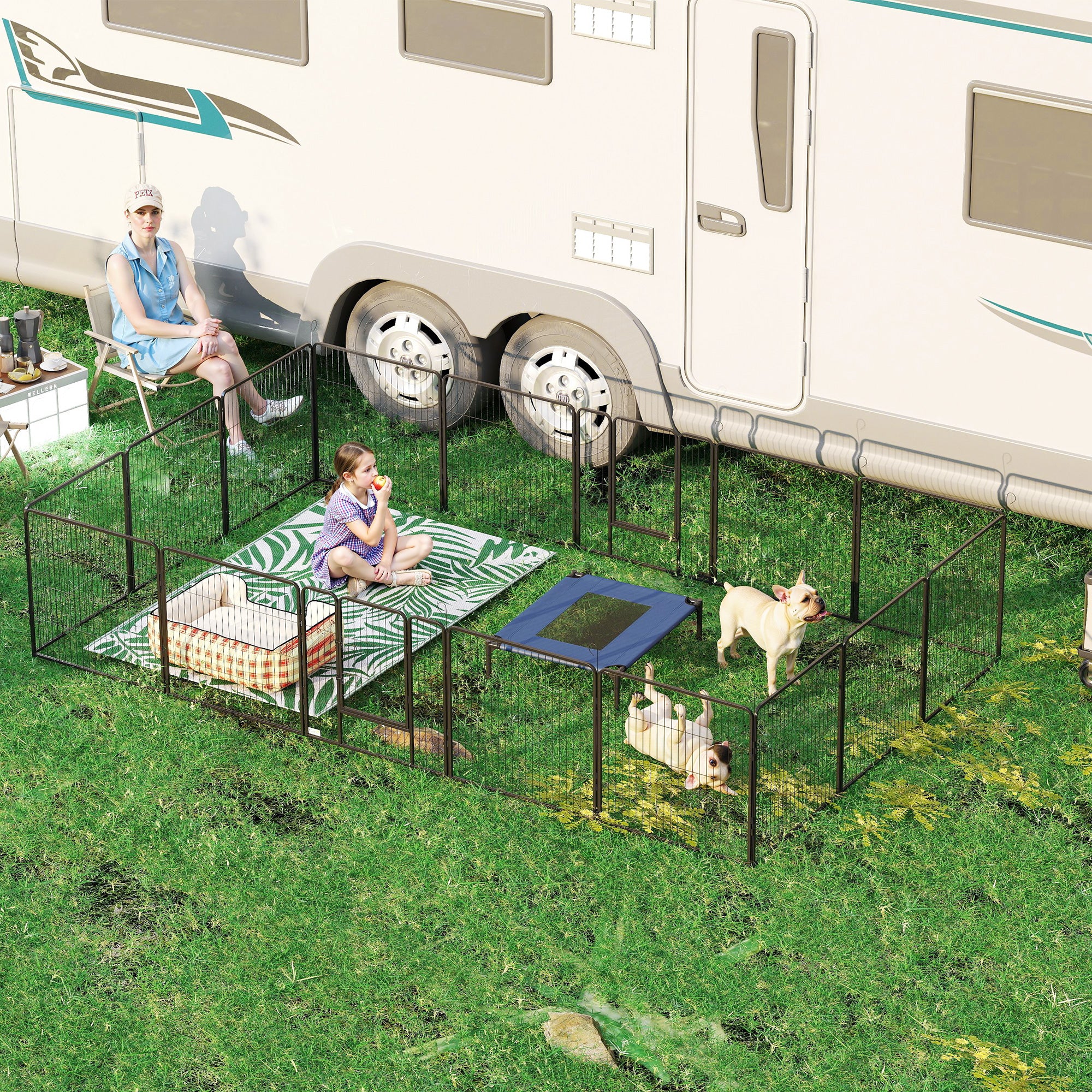 pawhut-parc-pour-chien-16-panneaux-modulable-80-cm-de-haut image 3