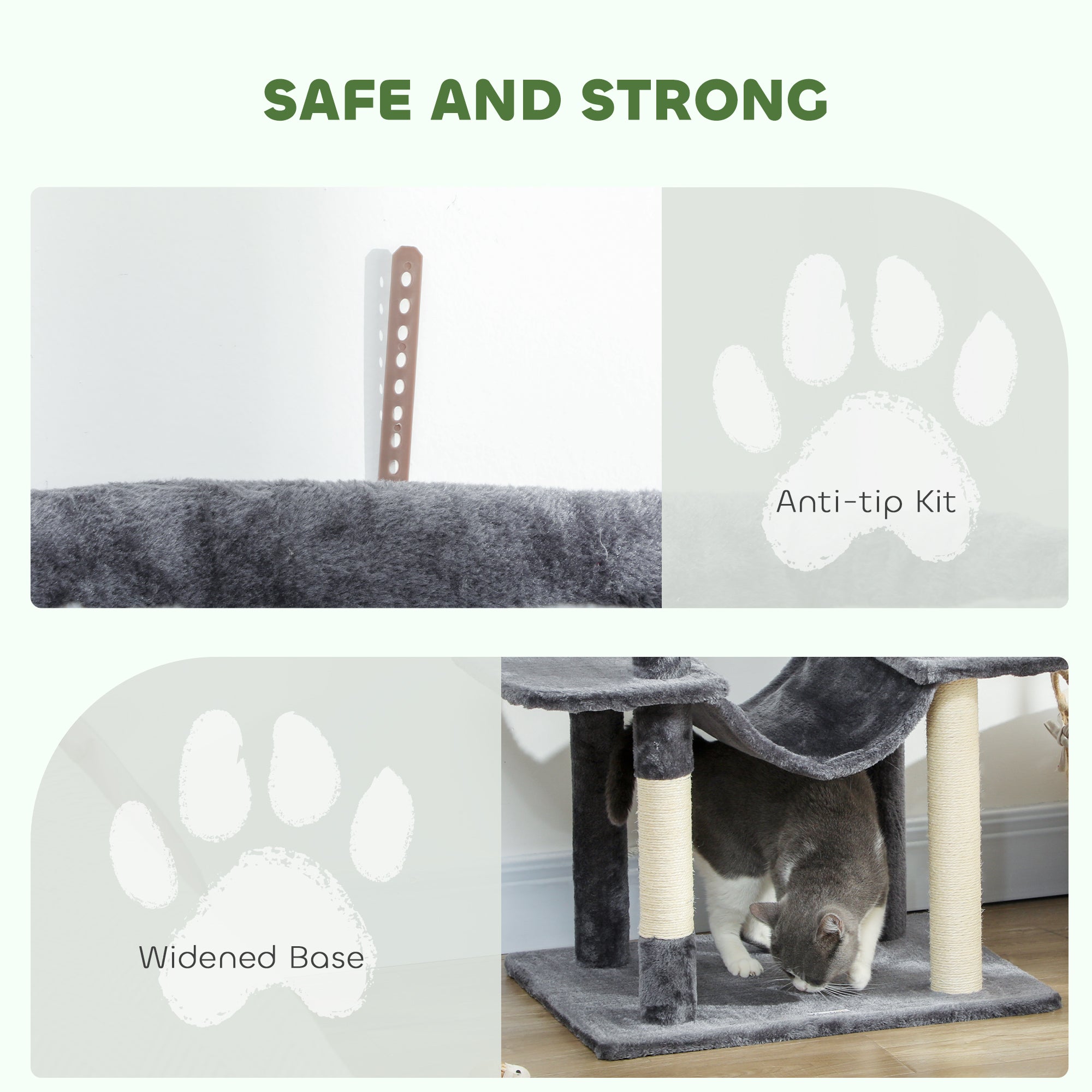 pawhut-arbre-chat-175-cm-avec-2-niches-3-hamacs-et-perchoirs-gris-fonc image 8