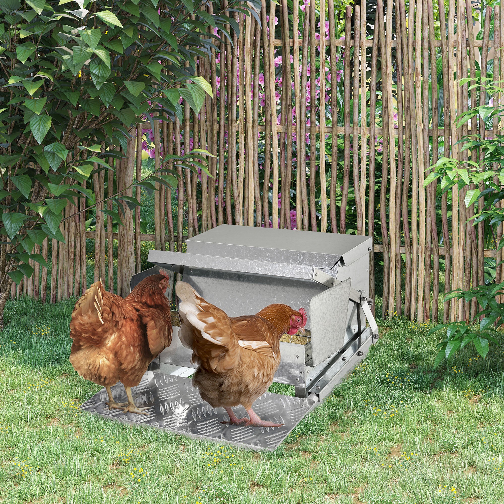 pawhut-mangeoire-poules-automatique-11-5-kg-tanche-pour-10-poules image 3