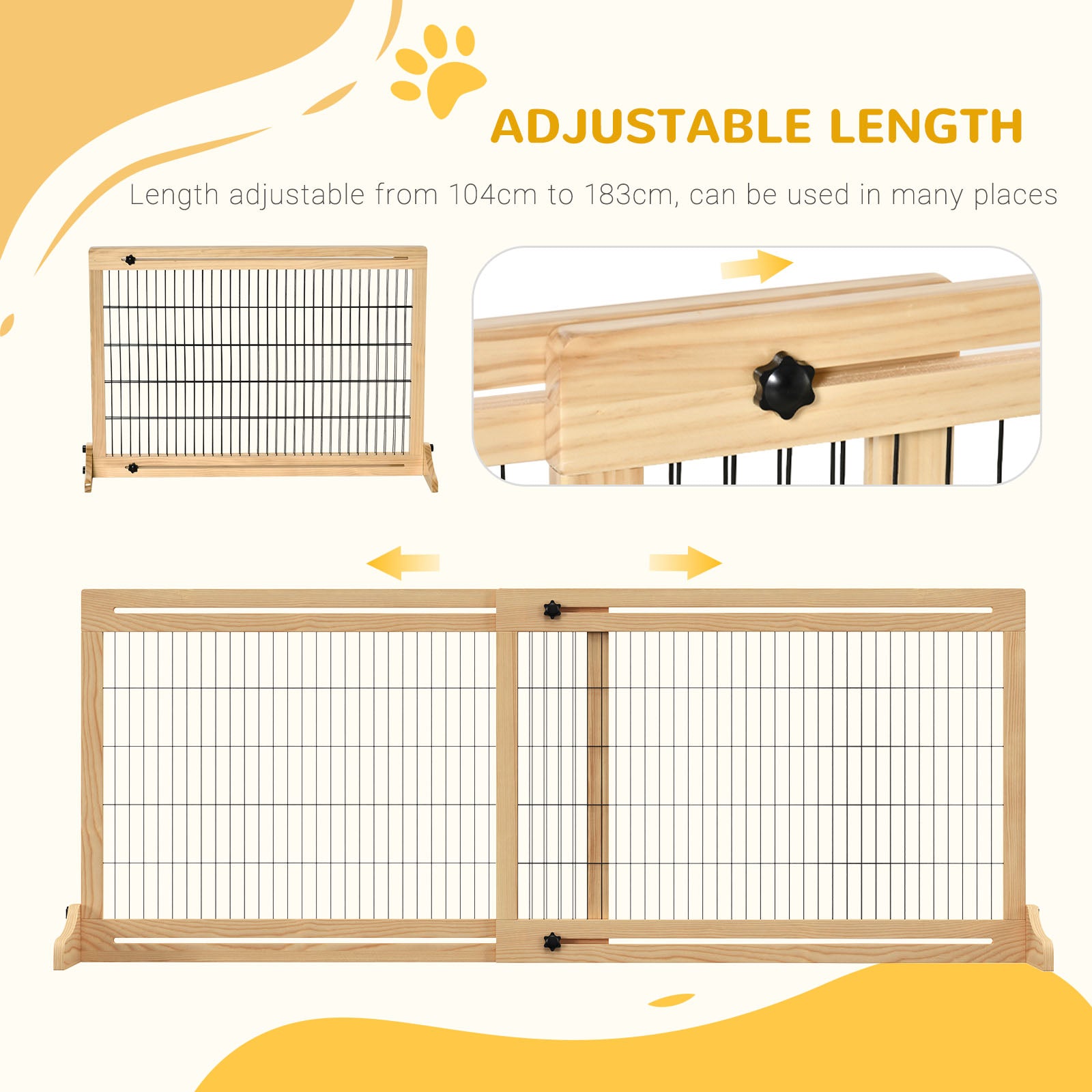 pawhut-barri-re-pour-animaux-autoportante-extra-large-naturel-longueur-r-glable image 7