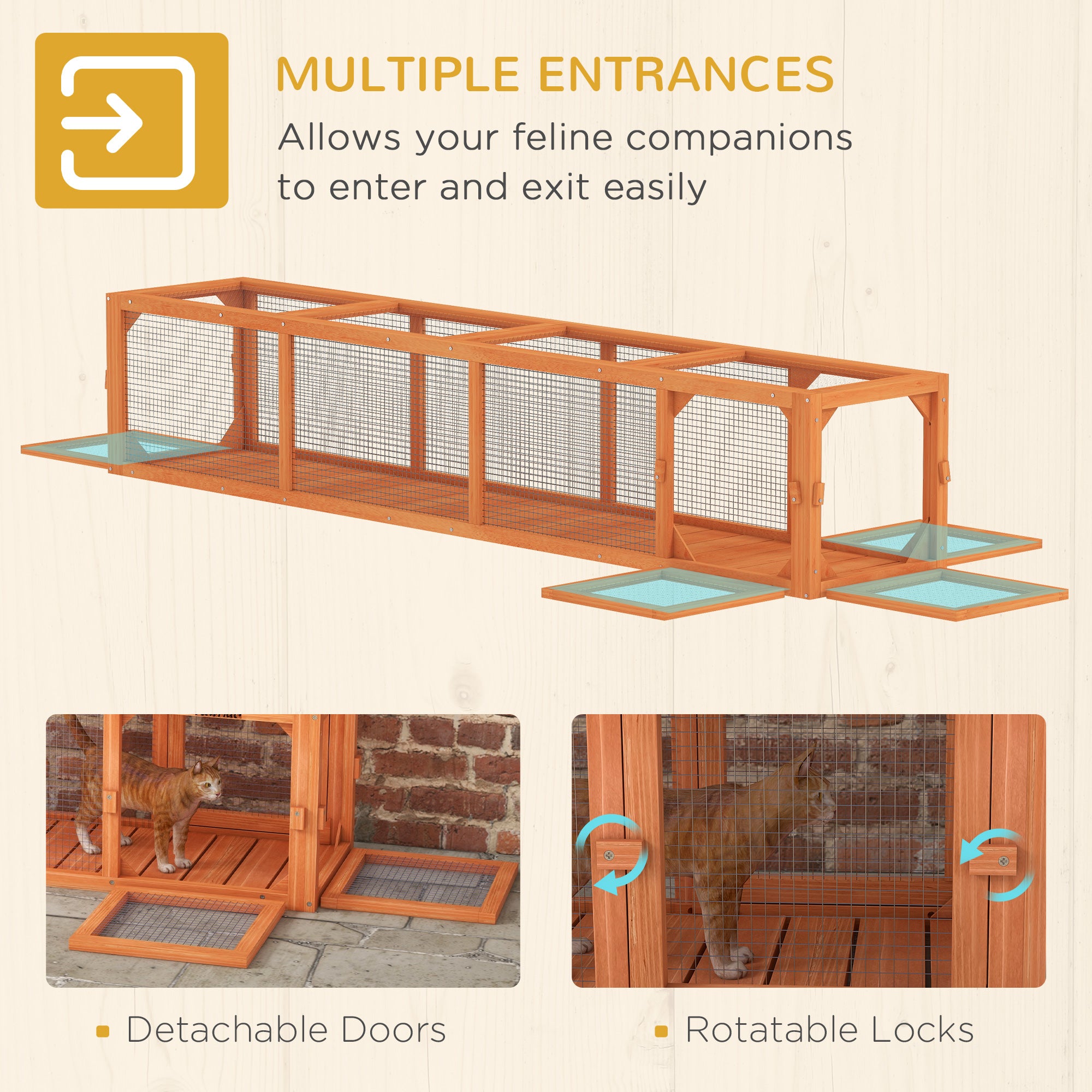 pawhut-tunnel-labyrinthe-ext-rieur-pour-chat-79-extensible-4-portes-orange image 8