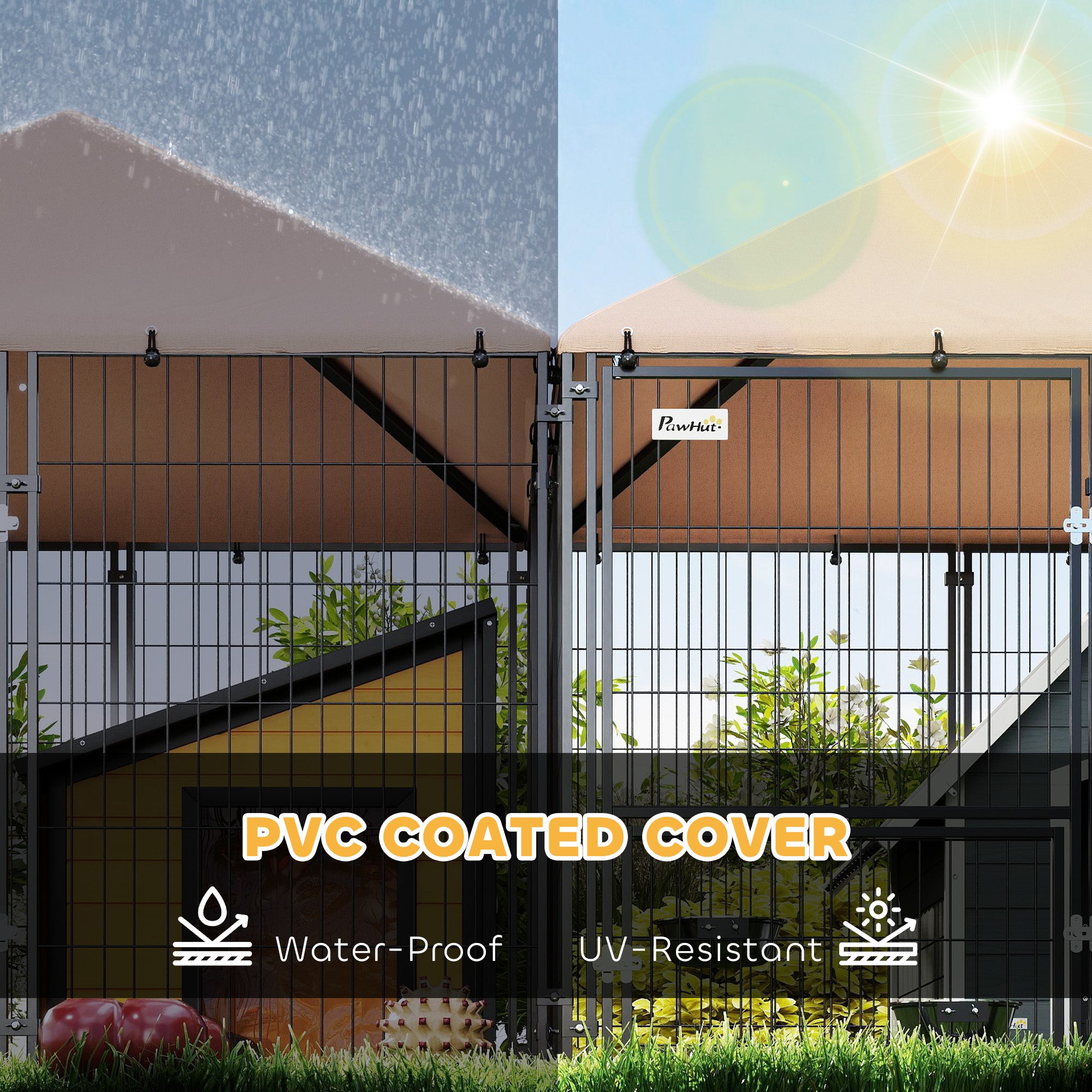 pawhut-chenil-ext-rieur-pour-chien-2-niches-avec-gamelles-et-toit-imperm-able-ma image 7