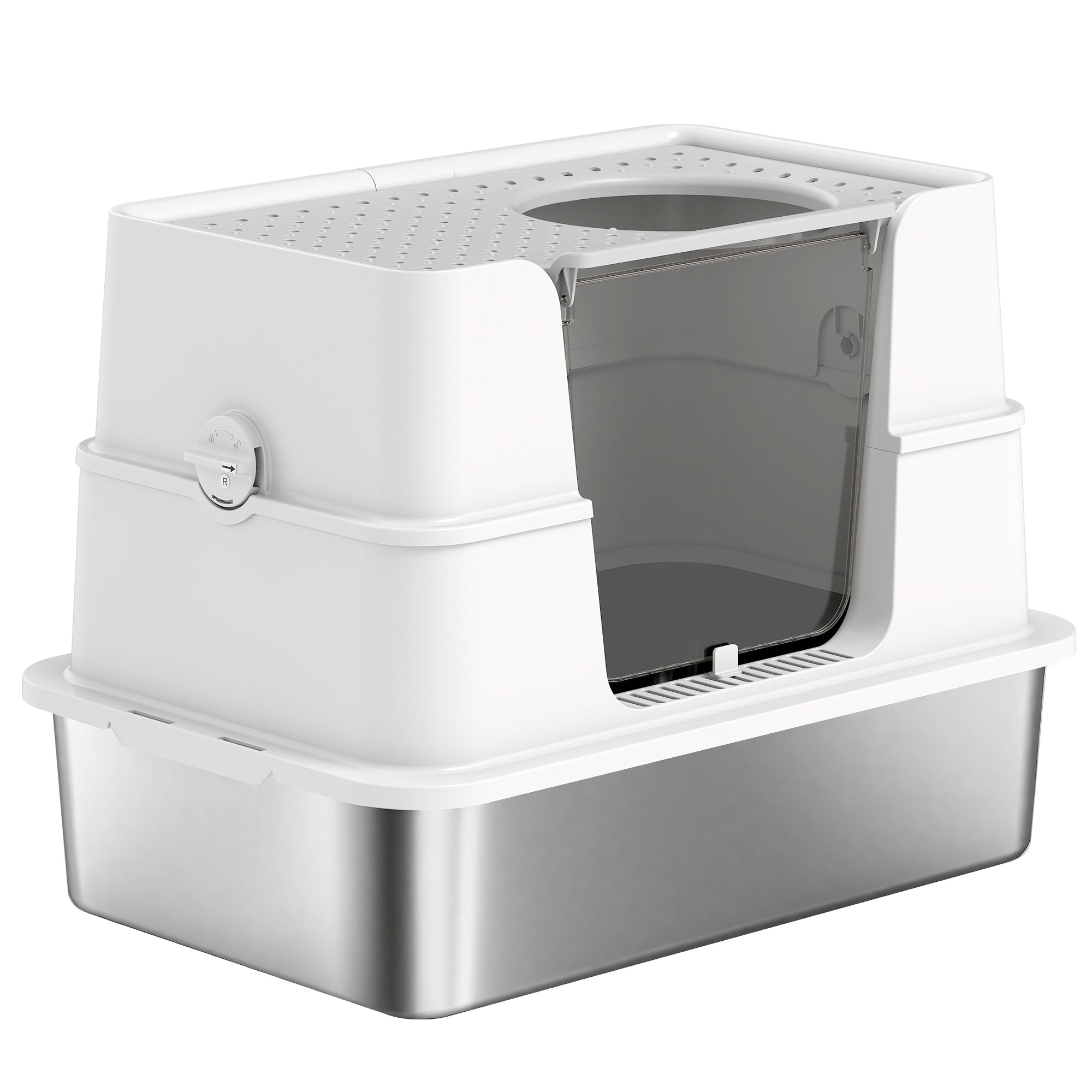 pawhut-bac-liti-re-inox-xl-couvert-double-entr-e-gris-clair image 2