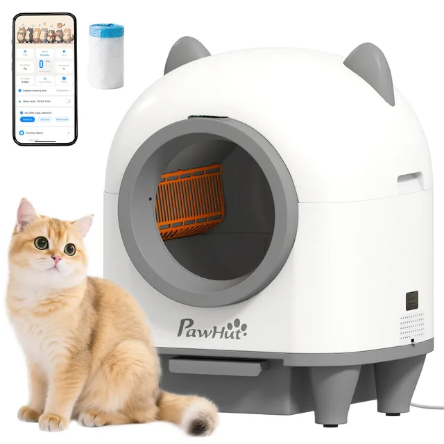 pawhut-liti-re-autonettoyante-automatique-connect-e-80-l-blanche image 1