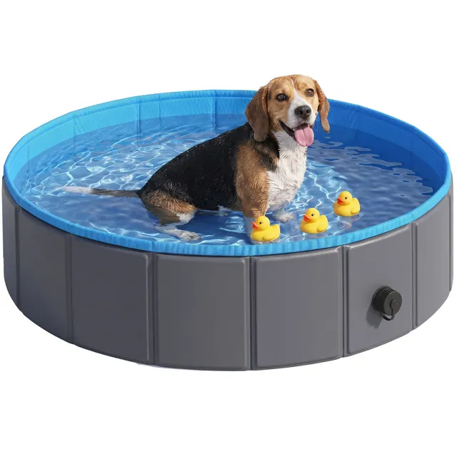 pawhut-piscine-chien-pliable-100x30-cm-pvc-antid-rapante-bleue image 1