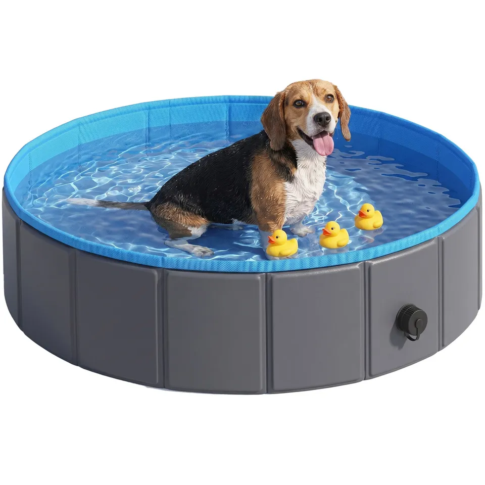 pawhut-piscine-chien-pliable-100x30-cm-pvc-antid-rapante-bleue image 1