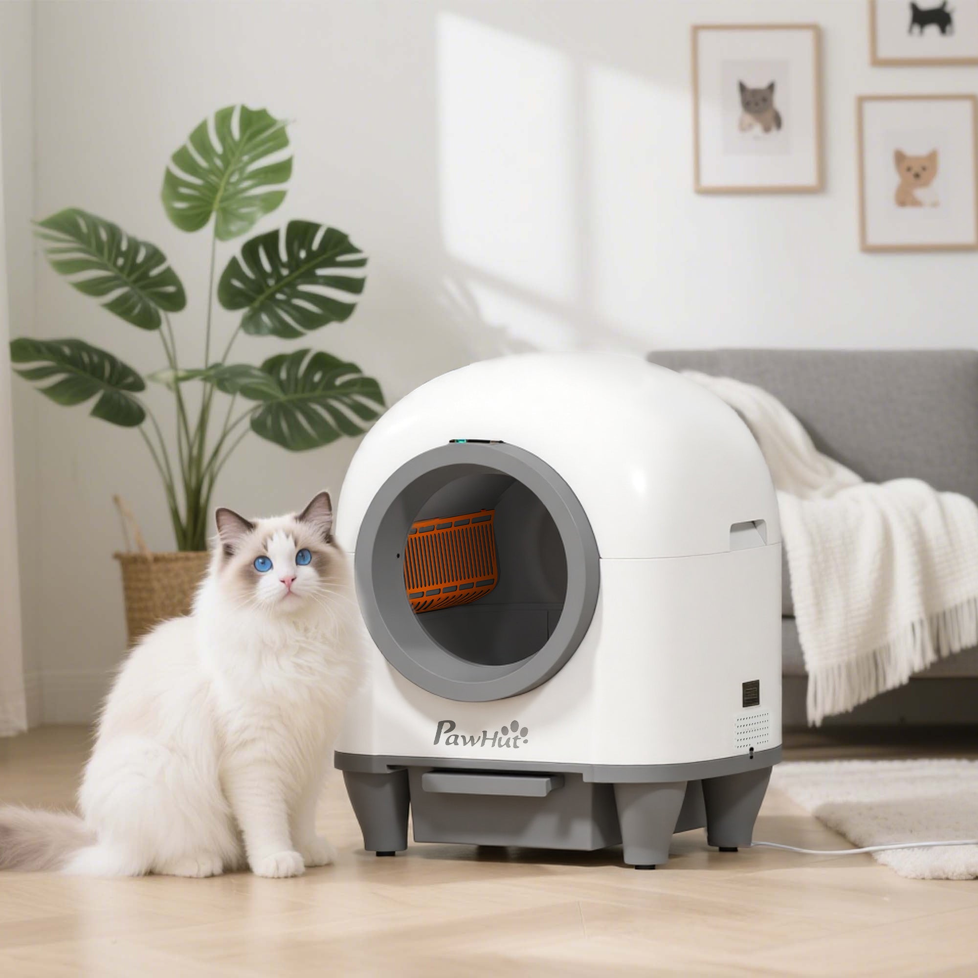 pawhut-bac-liti-re-auto-nettoyant-80l-connect-avec-contr-le-app-multi-chats image 3