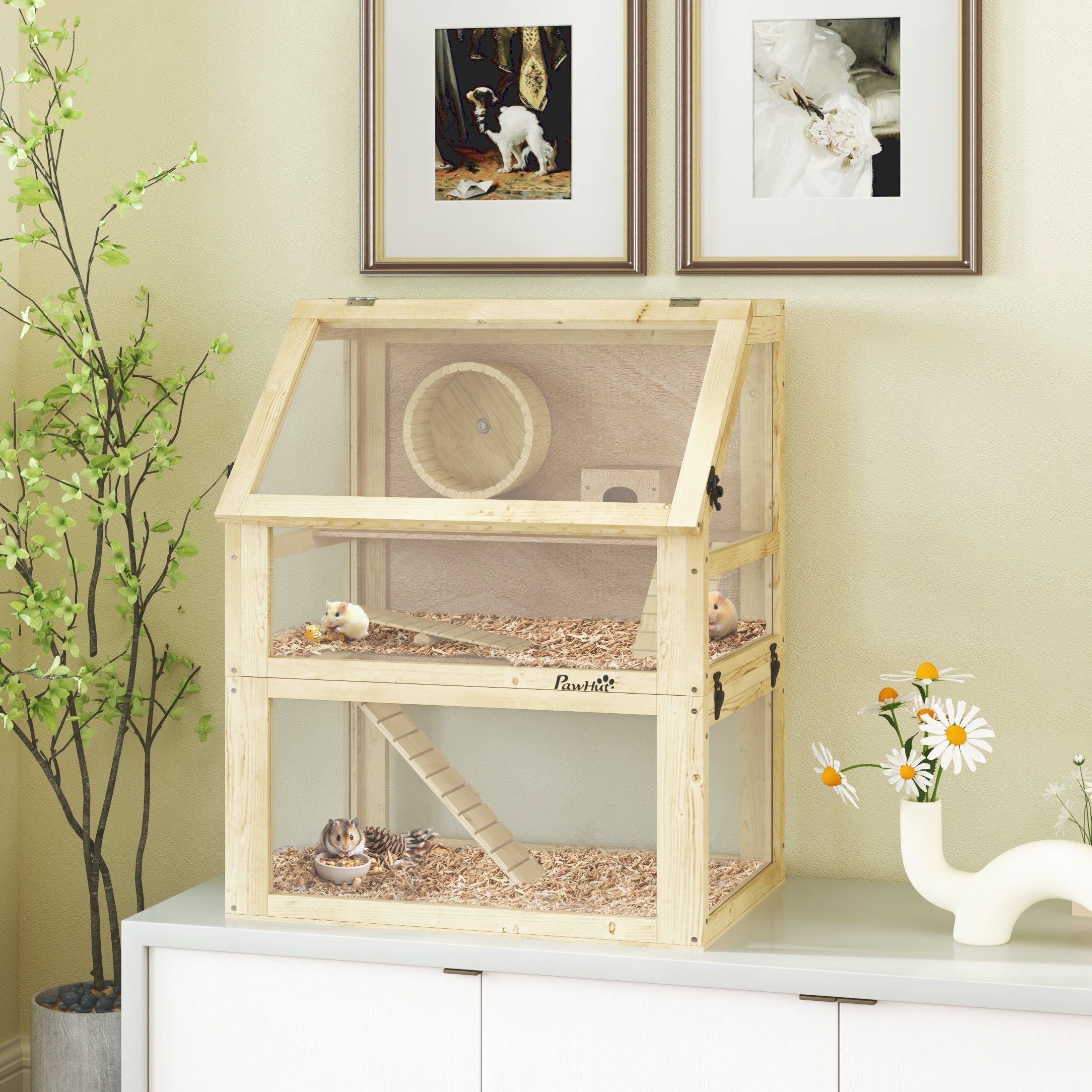 pawhut-habitat-hamster-panoramique-naturel-3-tages-24-x-16-x-29-5-avec-base-amov image 5