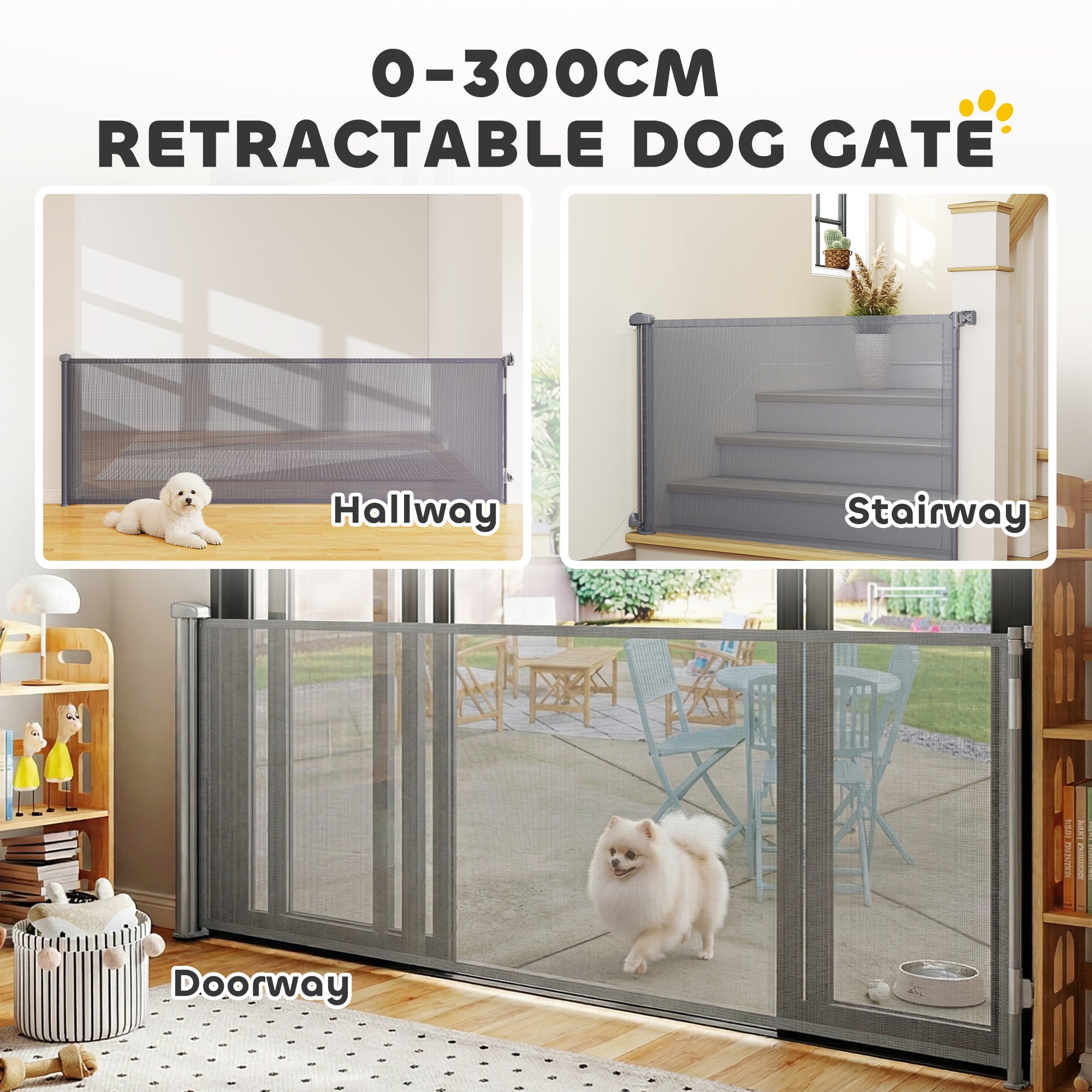 pawhut-barri-re-r-tractable-animaux-jusqu-300-cm-grise image 6