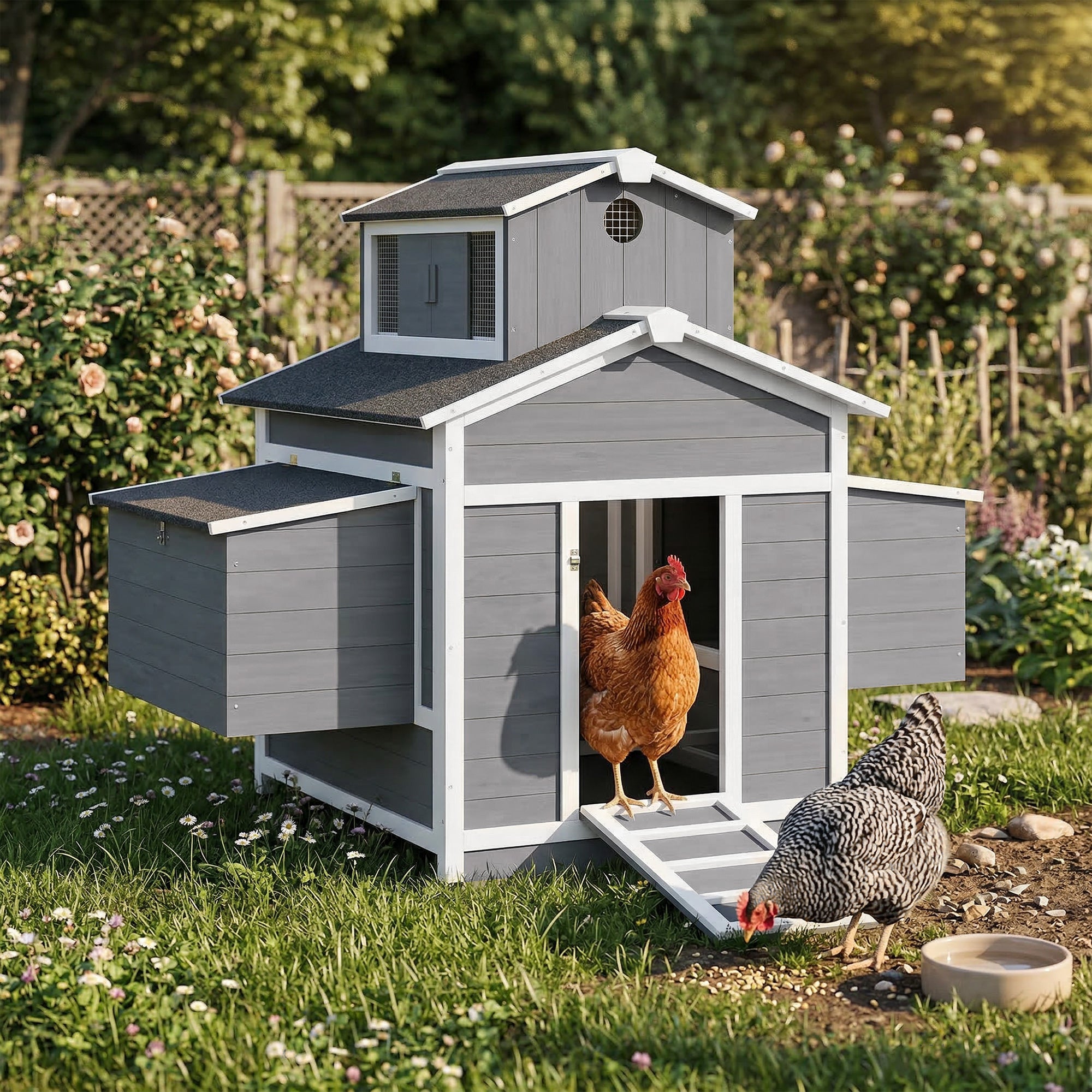 pawhut-poulailler-bois-2-poules-avec-pondoir-et-toit-imperm-able image 3