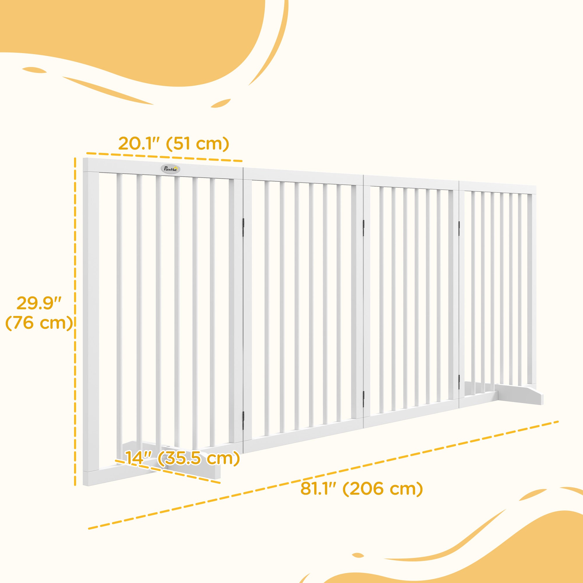 pawhut-barri-re-pour-animaux-pliable-4-panneaux-bois-blanc image 5
