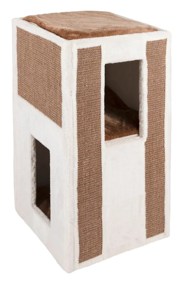 kerbl-galina-tunnel-griffoir-chat-blanc-marron-40-x-40-x-78-cm image 1