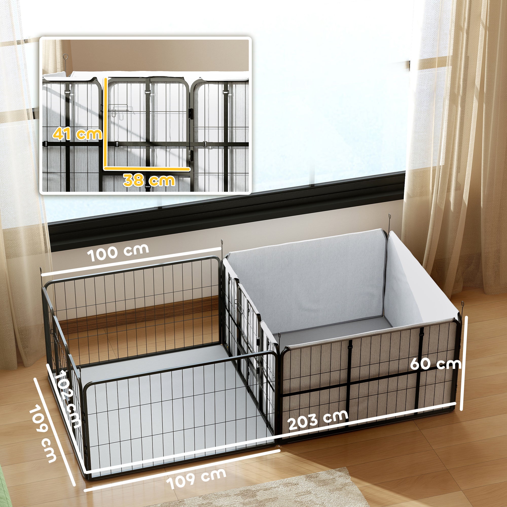 pawhut-parc-de-mise-bas-modulable-avec-housse-et-tapis-pour-chiens-petits-et-moy image 5