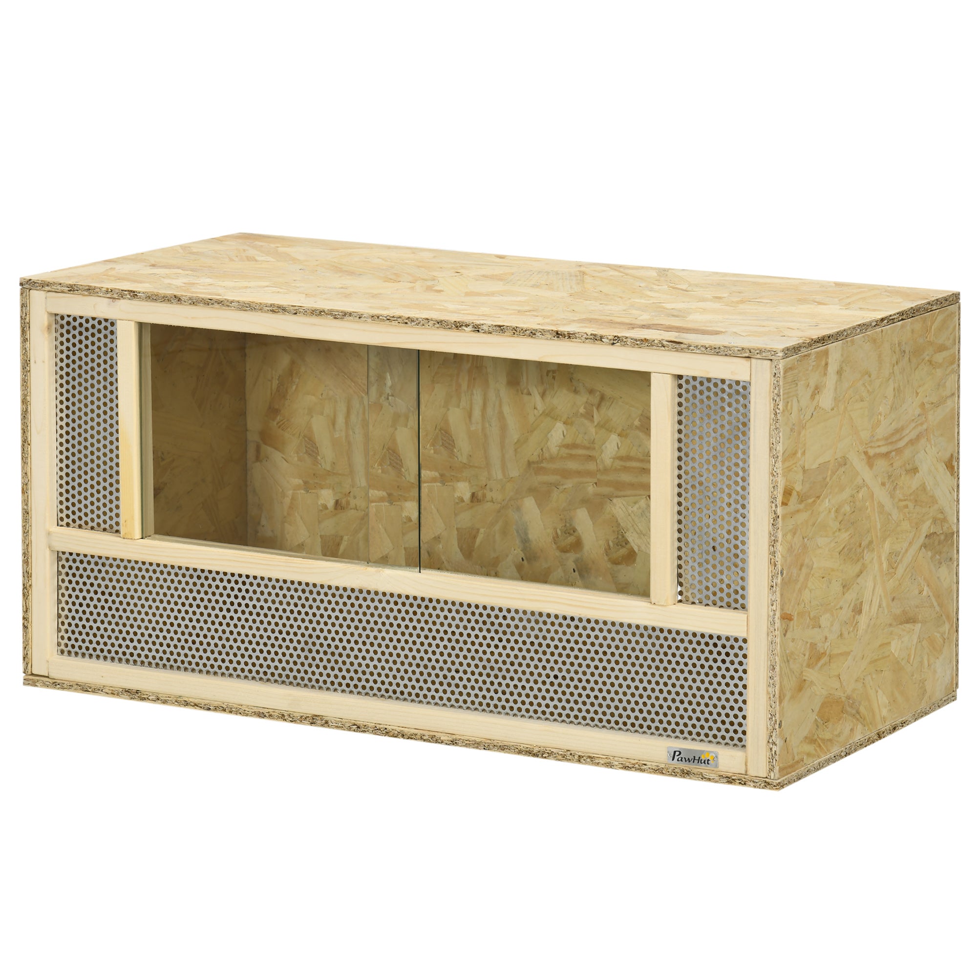 pawhut-terrarium-reptile-bois-verre-31-5-portes-coulissantes-naturel image 2