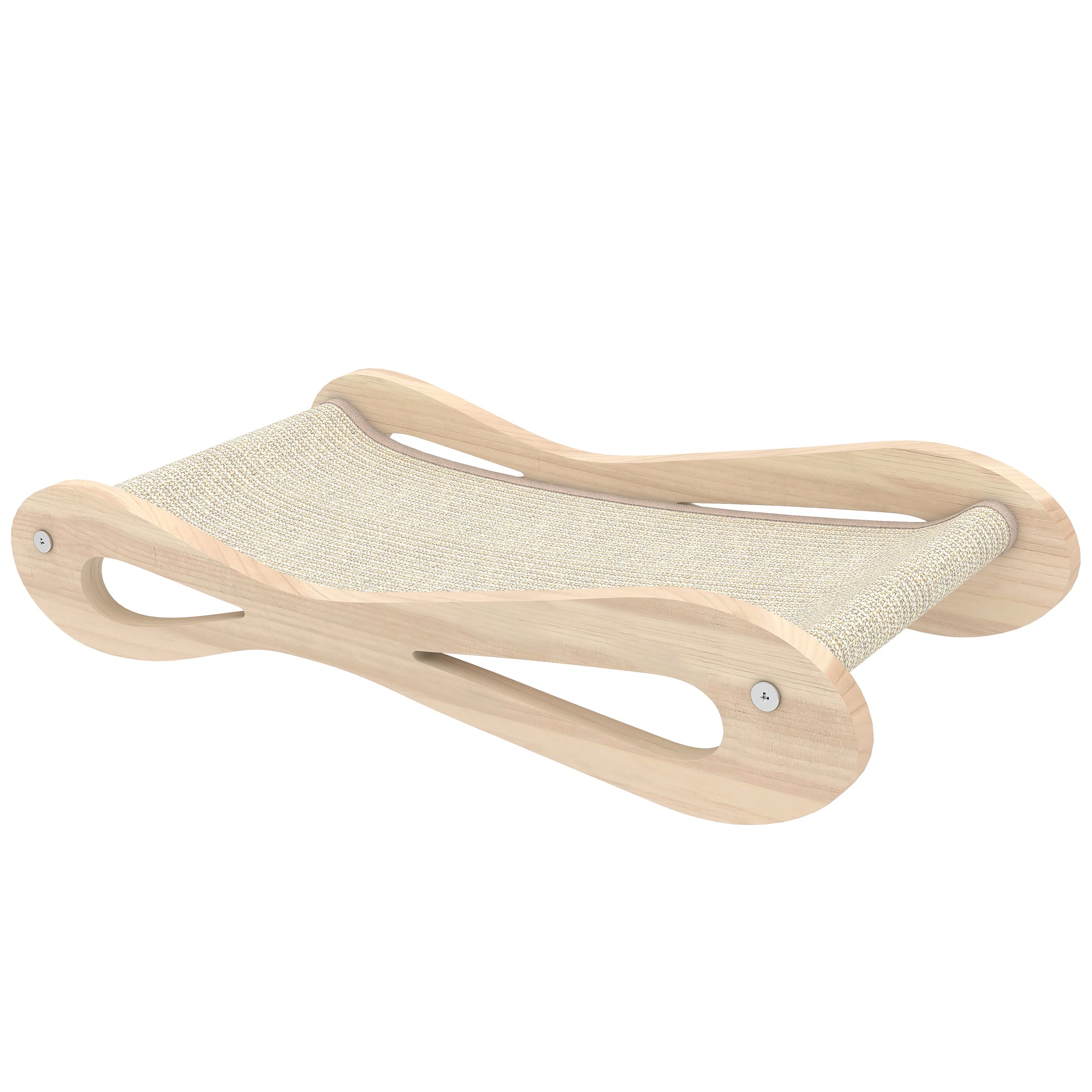 pawhut-griffoir-2-en-1-en-sisal-avec-lit-lounge-bois-de-pin-60-x-35-x-13-cm-blan image 2