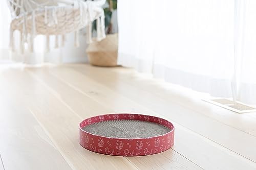 kerbl-pet-circle-griffoir-carton-ondul-recycl-rose-34-x-5-5-cm-avec-herbe-chat image 8