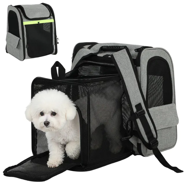 pawhut-sac-de-transport-extensible-avec-bandes-r-fl-chissantes-gris-clair image 1