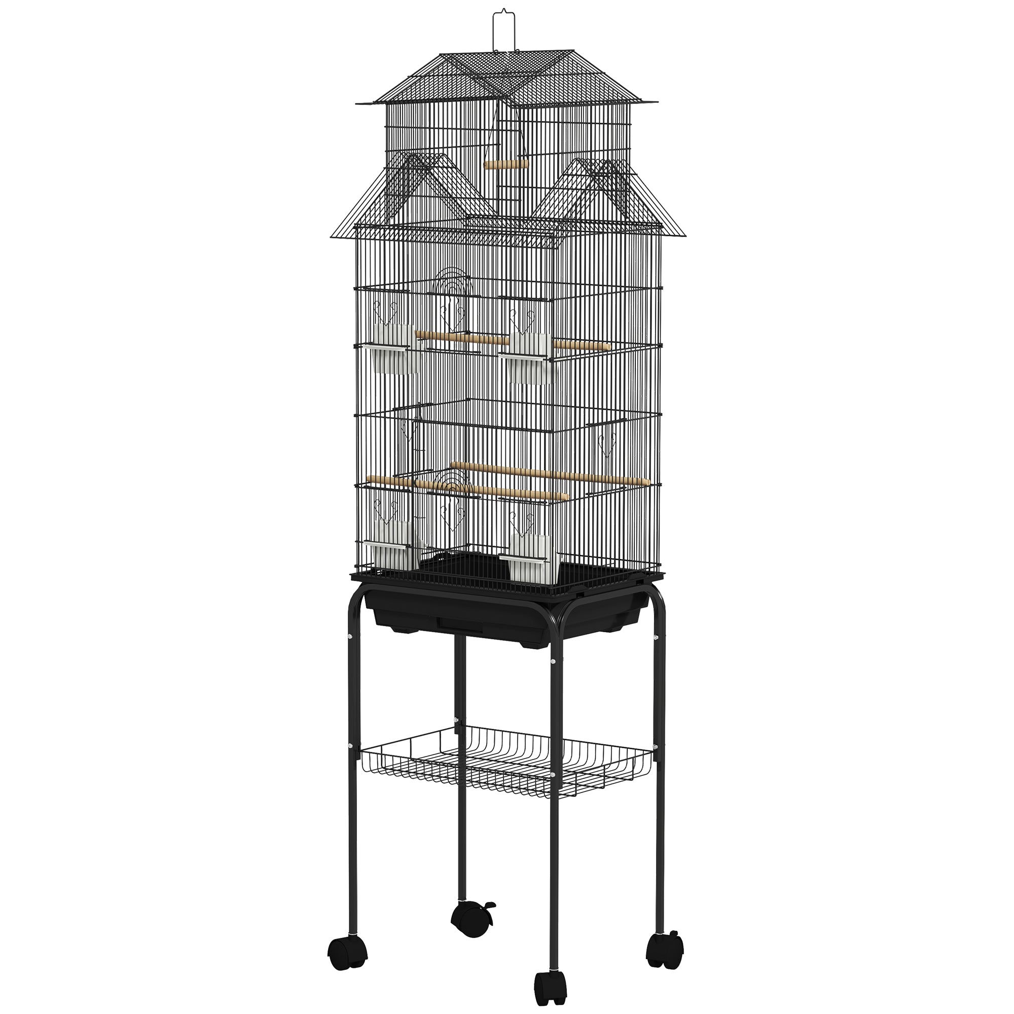 pawhut-cage-oiseaux-mobile-roulettes-43-x-32-5-x-163-cm image 2