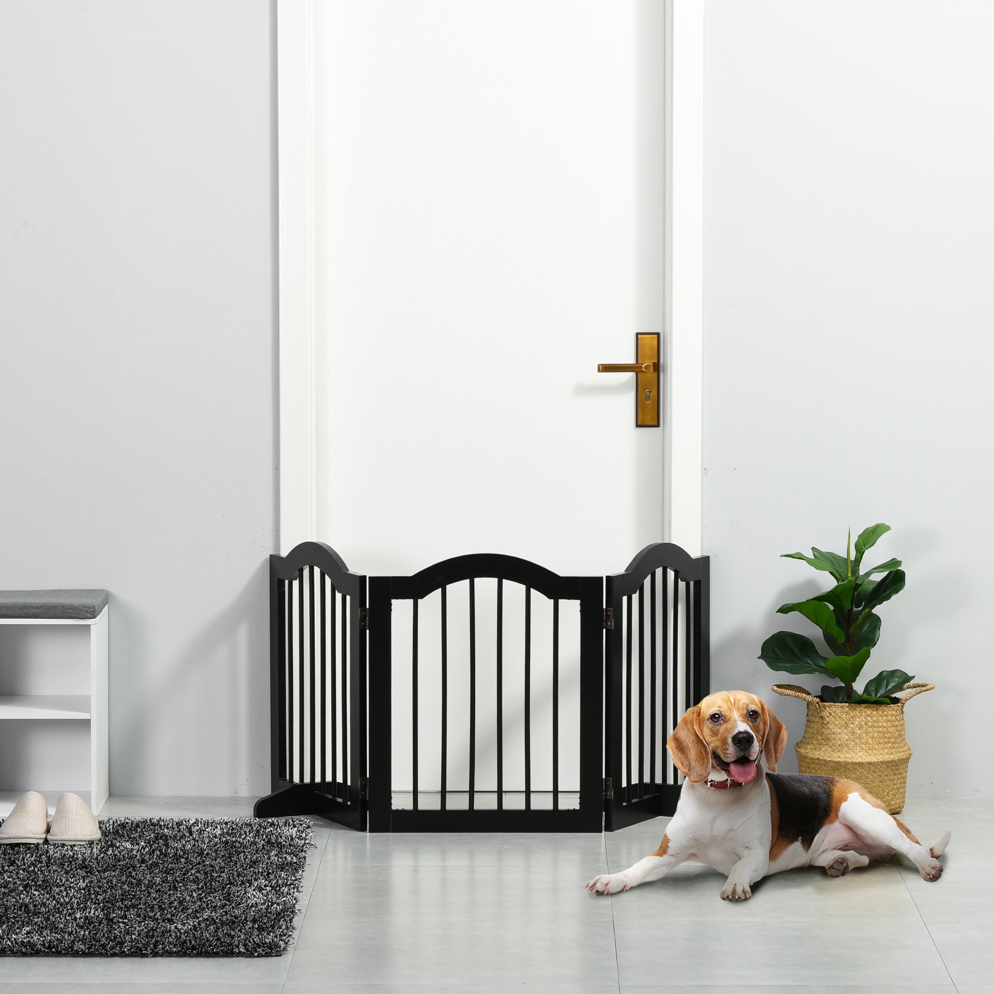 pawhut-barri-re-pour-chien-pliable-3-panneaux-autoportante-noir image 3