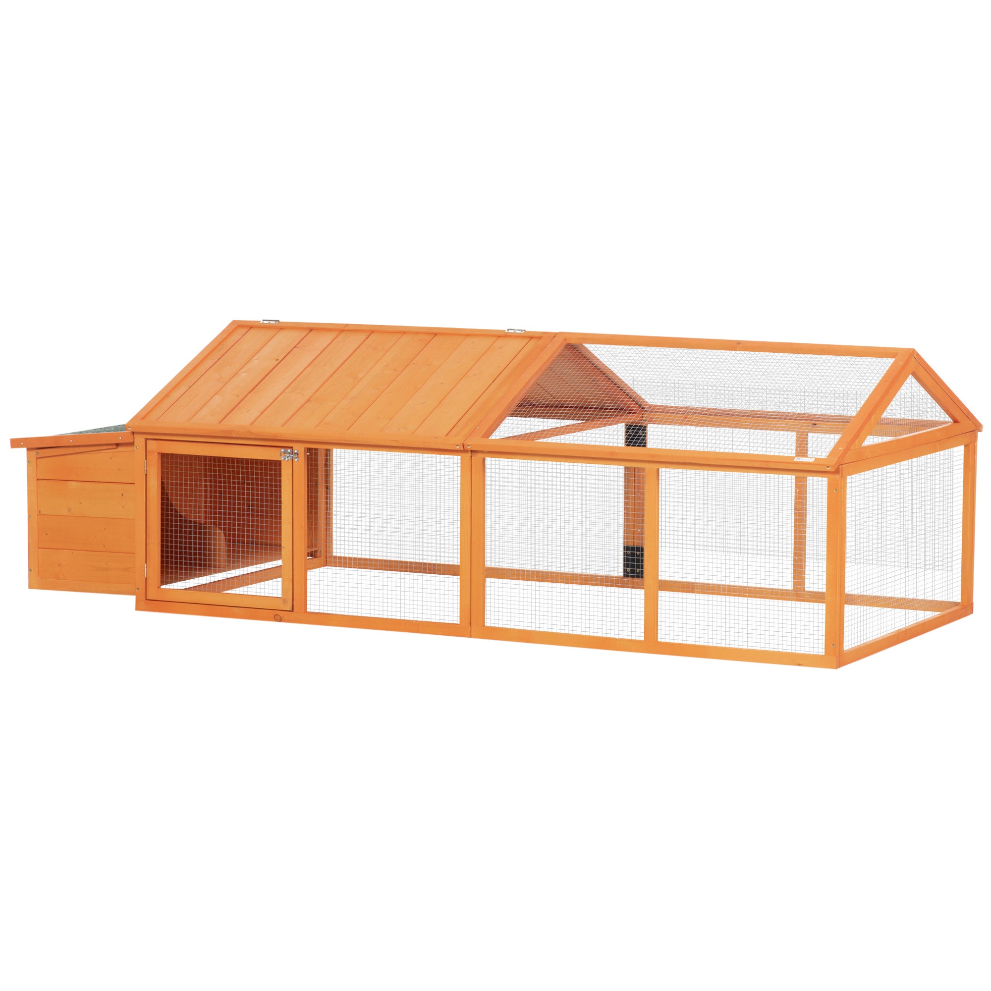 pawhut-poulailler-enclos-241-cm-orange-avec-pondoir-et-toit-ouvrant image 2